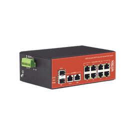 Switch Industrial PoE+ no administrable de 8 Puertos 10/100/1000Mbps + 2 SFP Combo, 150 W