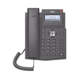 Teléfono IP empresarial para 2 lineas SIP con pantalla LCD,  Puertos Gigabit, Códec Opus, conferencia de 3 vías, PoE.