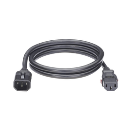 Cable de Alimentación Eléctrica Con Bloqueo de Seguridad, de IEC C14 a IEC C13, 1.2 Metros de Largo, Color Negro, Paquete de 10 Piezas