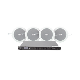 KIT de Amplificador de 120W para Escritorio | 4 Altavoces de Plafón de 4in | 3 - 6W | Sistema 70/100V
