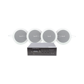 KIT de Amplificador de 120W para Escritorio | 4 Altavoces de Plafón de 4in | 3 - 6W | Sistema 70/100V