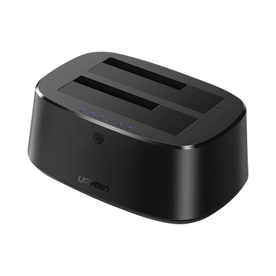 Base USB 3.0 para Disco Duro de Doble Bahía / Soporta Discos SATA  de 2.5' & 3.5´ / Soporta discos de 12TB / Compatible con UASP, SATA 3.0 / Cable USB 1M / Alta Velocidad / No incluye adaptador de corriente