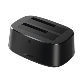 Base USB 3.0 para Disco Duro de Doble Bahía / Soporta Discos SATA  de 2.5' & 3.5´ / Soporta discos de 12TB / Compatible con UASP, SATA 3.0 / Cable USB 1M / Alta Velocidad / No incluye adaptador de corriente