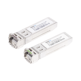 Transceptores Ópticos Bidireccionales SFP+ (Mini-Gbic) / Monomodo 1270 & 1330 nm / 10 Gbps / 1000BASE-BX / Conector LC/UPC Simplex / DDM / Hasta 20 km / 2 Piezas