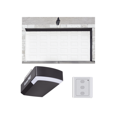 KIT COMPLETO Puerta GARAGE188SC / Cuadro Corto / Color blanco / Insulada / Incluye Motor FS1000SPEED / 1/2HP / Fuerte / Silencioso / Luz LED / Motor DC / Control Inalambrico ACCESSWS01.