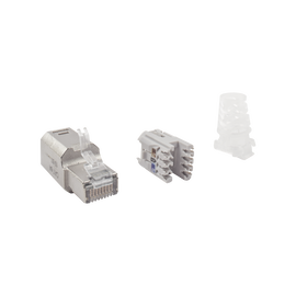 Plug RJ45 Cat6A Blindado, Terminación en Campo, Compatible con Todas las Categorías, Sin Clip Protector de Seguro