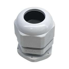 Conector Plástico Blanco Tipo Glándula para Rosca NPT 3/4