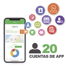Licencia para realizar checadas de asistencia desde Smartphone (APP) con envío de fotografía y ubicación por GPS / Compatible con BIOTIMEPRO / Licencia para 20 usuarios