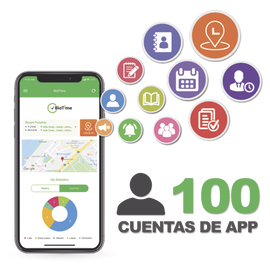 Licencia para realizar checadas de asistencia desde Smartphone (APP) con envío de fotografía y ubicación por GPS / Compatible con BIOTIMEPRO / Licencia para 100 usuario