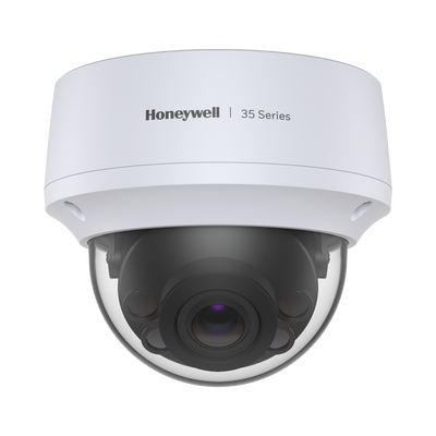 Camara Domo IP 8 Megapíxel / Lente Mot. 2.7 a 13.5 mm / 50 mts IR / NDAA / ONVIF / Exterior IP67 / IK10 /  IA (Filtro de Humanos y Vehiculos) / Merodeo / Conteo de Personas / PoE / Audio y Alarmas I/O / Serie 35 / Honeywell Security