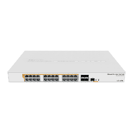 MikroTik Cloud Router Switch CRS328-24P-4S+RM - Conmutador - L3 - Gestionado - 24 x 10/100/1000 (PoE) + 4 x 10 Gigabit SFP+ - montaje en rack - PoE+ (450 W)