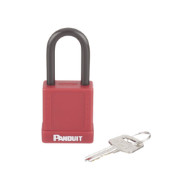 Candado de Bloqueo LOTO de Seguridad Dieléctrico, Con Llave Única, Diámetro de 6.5 mm, Color Rojo