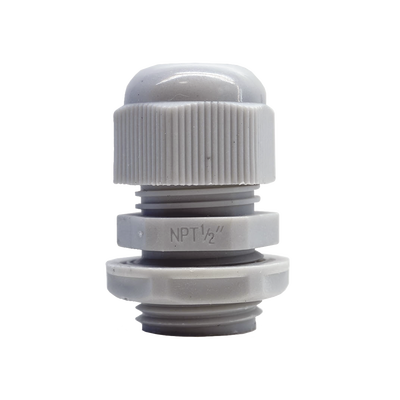 Conector Plástico Blanco Tipo Glándula para Rosca NPT 1/2