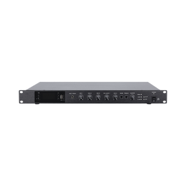 Amplificador de Audio | 1 canal | 350 W | Sistema 100V y Baja Impedancia | 4 Entradas de Micrófono Balanceadas | Bluetooth | USB | SD | FM | Montaje en Rack