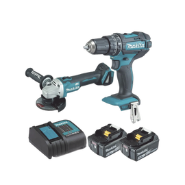 Kit, DHP482 Rotomartillo + DGA456 Mini Esmerilador, 1 Batería Li-Ion de 5.0 Ah y Cargador C/Luz de 18 Vcc.