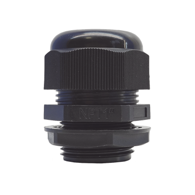 Conector Plástico Negro Tipo Glándula para Rosca NPT 1