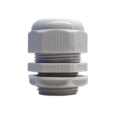 Conector Plástico Blanco Tipo Glándula para Rosca NPT 1