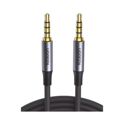Cable Auxiliar de 3.5mm / Cable Audio Estéreo / Núcleo de Alambre de Cobre Esmaltado / Carcasa de Aluminio Azul + Nylon Trenzado /  Soporta Micrófono / 2 Metros
