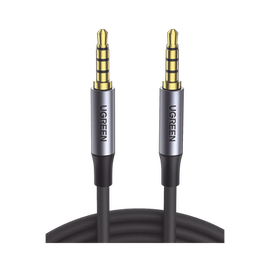Cable Auxiliar de 3.5mm / Cable Audio Estéreo / Núcleo de Alambre de Cobre Esmaltado / Carcasa de Aluminio Azul + Nylon Trenzado /  Soporta Micrófono / 2 Metros