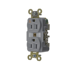 Contacto Dúplex Conexión a Tierra Aislada 15A 125V/ 2 Polos 3 Hilos/ Color Gris/ Nema 5-15R/ Grado Industrial.