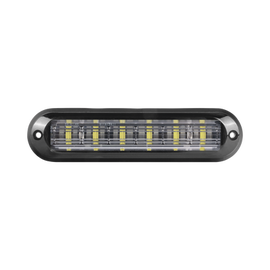 Luz Auxiliar Ultra Brillante  IP67 de 6 LEDs, Color Rojo/Azul, con mica transparente y bisel negro
