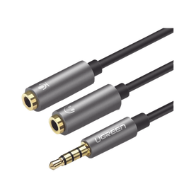 Cable Divisor en Y / De 3.5 mm Macho a Dos Salidas de 3.5 mm Hembra / CTIA, TRS / Núcleo de Cobre / TPE /  Longitud 20 cm / Ideal para Separar el Micrófono de los Auriculares