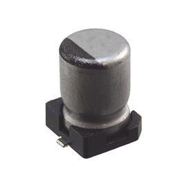Capacitor Electrolítico de Aluminio tipo SMD de 10uF, 35V, 20%, 5 x 6.1 mm.