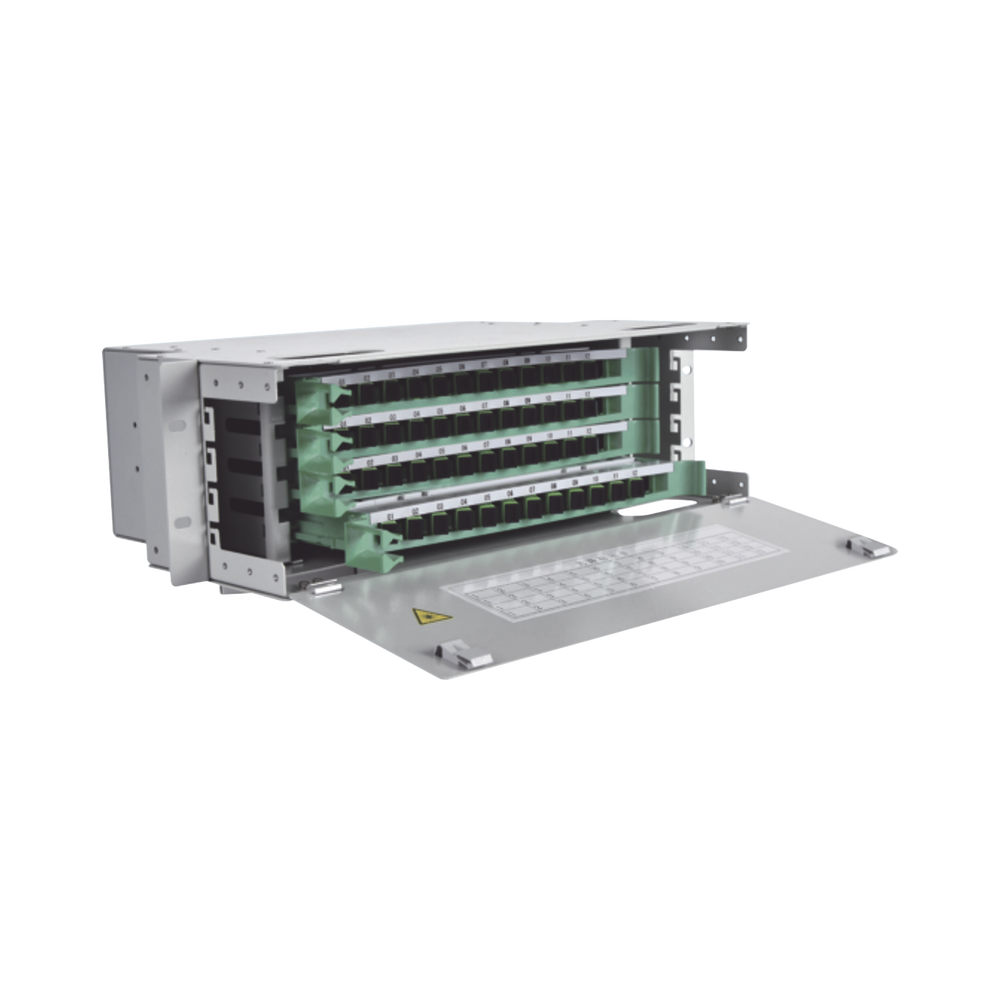 Distribuidor de Fibra Óptica para 96 empalmes, con 96 acopladores SC/APC y 96 pigtails, 19