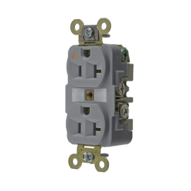 Contacto Dúplex Conexión a Tierra Aislada/ 20 A 125 V/ 2 polos 3 Hilos/ Color Gris/ Nema 5- 20R/ Grado Industrial.