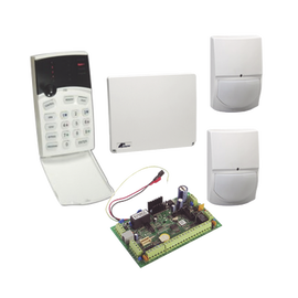 Panel de alarma Hibrido de 8 a 16 zonas soporta zonas inalambricas, funciones de control de acceso incluye teclado de leds y dos detector de movimiento digitales