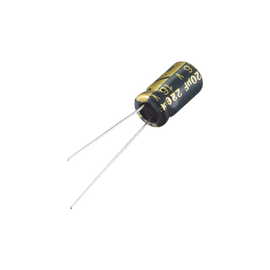 Capacitor Electrolítico Radial en Aluminio de 220 µFd, 16 Volt, 20%, 6.3 x 11 mm.