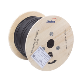 Carrete de 1 km de Fibra Óptica Aérea Mini Figura 8 G.657A2 tipo Drop, Monomodo de 1 Hilo, Color Negro