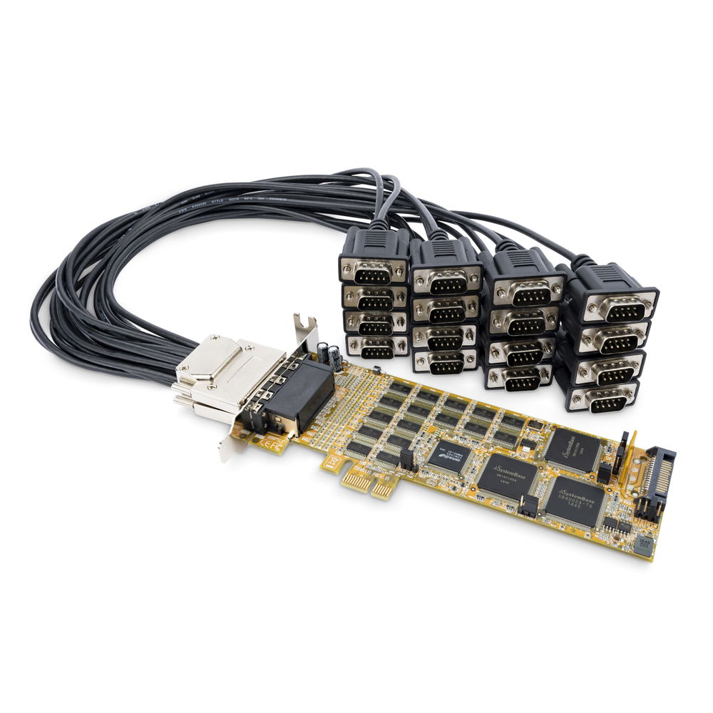 StarTech.com Tarjeta Adaptador Serie PCI Express de 16 Puertos RS232 DB9 - Tarjeta PCIE Serie de Perfil Bajo - Módulo de expansión - PCIe 1.1 perfil bajo - RS-232 x 2 - amarillo