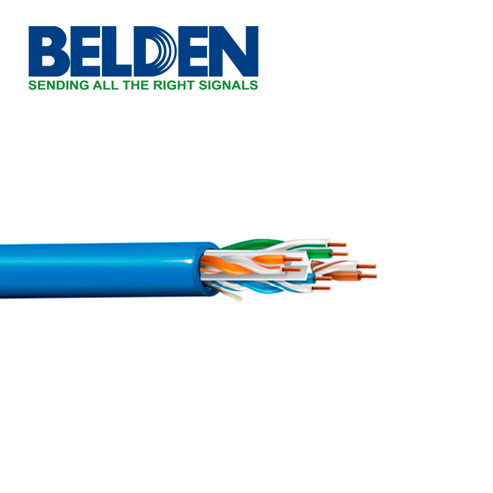 CABLE UTP CATEGORIA  6+ BELDEN 3612 006A1000 FORRO PVC AZUL CMR 4 PARES 400 MHZ CALIBRE 23 AWG 100% COBRE USO INTERIOR ESPECIAL PARA INSTALACIONES PREMIUM SEGURIDAD,CCTV,VIDEO,DATOS,REDES ETHERNET CERTIFICABLE BOBINA 1000 PIES 305 METROS