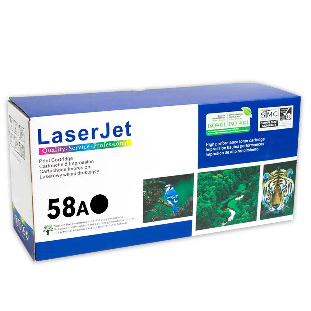 Cartucho Tóner Genérico HP 58A (CF258A) - Para HP LaserJet serie M404, serie M428 - Rendimiento hasta 3,000 páginas