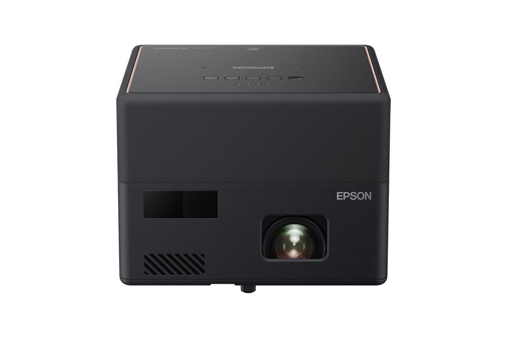 Epson EpiqVision EF12 - Proyector 3LCD - portátil - 1000 lúmenes (blanco) - 1000 lúmenes (color) - Full HD (1920 x 1080) - 16:9 - 1080p - 802.11a/b/g/n/ac inalámbrico / Bluetooth 5.0 - negro, cobre - Android TV