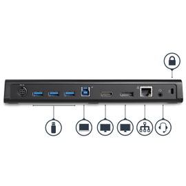 StarTech.com Docking Station USB 3.0 para 2 Monitores HDMI y DisplayPort 4K - USB 3.0 a 4x USB-A, Ethernet, HDMI y DP - Replicador de Puertos Universal para Ordenador Portátil Mac/Win