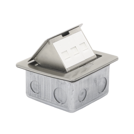 Mini caja de piso rectangular para datos y conectores tipo Keystone, Color y material en acero inoxidable (3 puertos) (11000-21202)