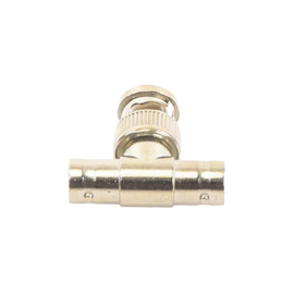 Adaptador en T para 75 Ohm de Conector BNC Macho a Doble BNC Hembra, Níquel/ Oro/ Teflón.