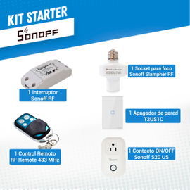 KIT STARTER SONOFF CON 1 INTERRUPTOR RF, 1 SOCKET PARA FOCO SLAMPHER RF, 1 CONTROL REMOTO, 1 APAGADOR DE PARED TOUCH T2US1 Y CONTACTO S20 KIT STARTER SONOFF CON 1 INTERRUPTOR RF, 1 SOCKET PARA FOCO SLAMPHER RF, 1 CONTROL REMOTO, 1 APAGADOR DE PARED TOUCH T2US1 Y CONTACTO S20