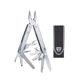 SwissTool - Multiherramienta tipo Navaja de Acero Inoxidable con Pinza y Funda de Nylon