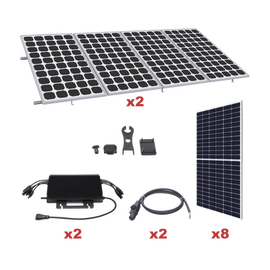 Kit Solar para Interconexión de 4.4KW de Potencia Pico 220Vcc con Microinversor y 8 Módulos de 550 W (Incluye Montaje )