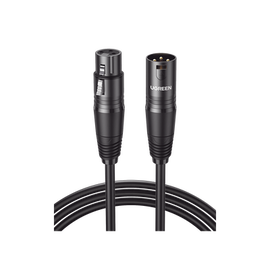 Cable para Micrófono XLR Tipo Canon Macho a Hembra / 10 Metros / Plug & Play / Antiinterferencias / Triple Blindaje / Alta Calidad / Color Negro