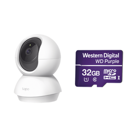 Kit de Cámara IP Wi-Fi / Incluye 1 Pieza Modelo TAPOC200 / 2 Megapixel / Audio Doble Vía /  Utiliza La App Tapo / 1 Memoria Micro SD Modelo  Mod WD32MSD
