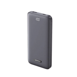 PowerBank Ultra Delgado 10000mAh |  Dos Puertos | USB-A + USB-C | PD 3.0 20W | QC3.0 22.5W | FCP | AFC | Entrada/Salida USB-C (Carga y Alimentación) | Salida USB-A (Carga) | Pantalla Inteligente | Color Gris.