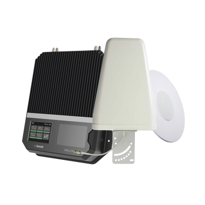 KIT Amplificador de señal celular 4G LTE, 3G y VOZ con antena direccional. Especial para cubrir áreas de hasta 4300 Metros Cuadrados por ser de grado comercial e industrial. Soporta múltiples operadores, tecnologías y usuarios.