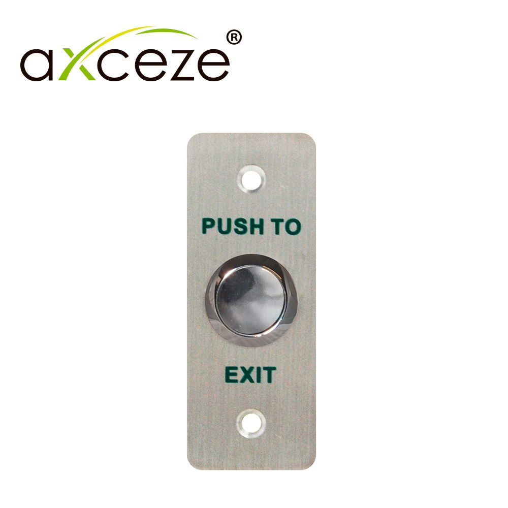 BOTÓN LIBERADOR AXCEZE AX-PUB80  BOTON PUSH DE ACERO INOXIDABLE MEDIDAS 35 X 90MM   CONEXION A 2 HILOS CUENTA CON LOS ESTADOS N.O.  N.C