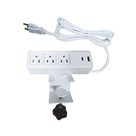 Tomacorriente para Escritorio / Cuenta con Bracket Ajustable a Diferentes Grosores / 3 Contactos 110VCA / 2 Contactos para Carga USB