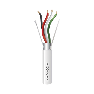 Bobina de 305 M de cable 4X22 AWG BLINDADO, RISER, PLENUM de Color Blanco, para Aplicaciones de Audio, Seguridad y Control