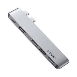 HUB USB-C (Thunderbolt 3) 5 en 2 | 1 Puerto HDMI 4K | 3 Puertos USB3.0 | USB- C (PD 100W) | Transferencia de Video y Datos | Multifuncional para MacBook Pro/Air | Carcasa de Aluminio.